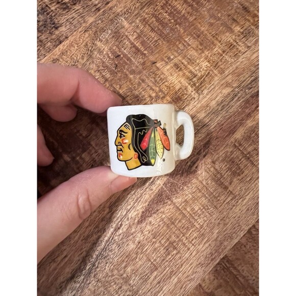 Chicago Blackhawks Mini Porcelain Mug Cup Crazy NHL 1.25" - Picture 2 of 7